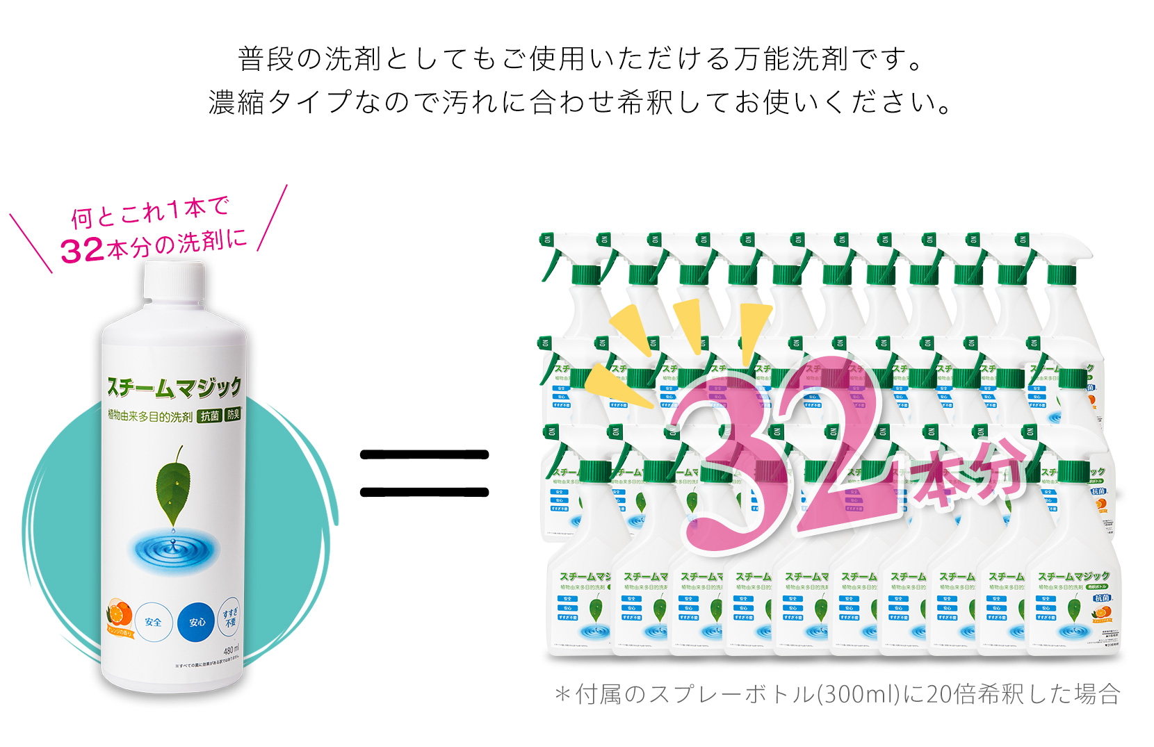 女性に人気！ 日本仕様正規品 スチームクリーナー スチームファーストDX 付属品12種14個 スチームクリーナー専用洗剤 スチームマジック カルキ除 
